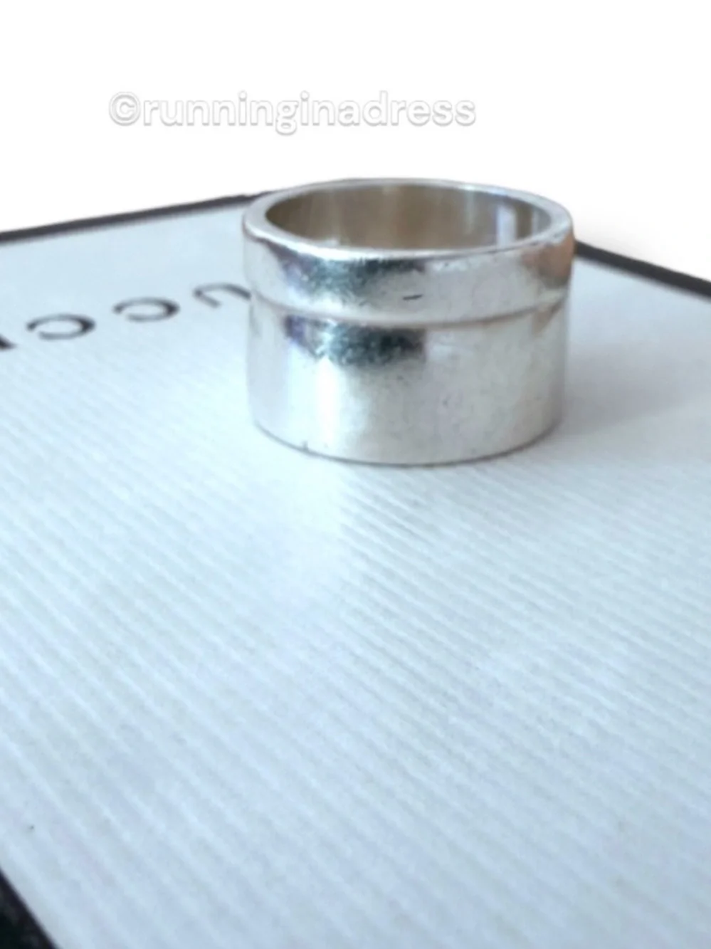 Vintage Gucci Tom Ford Open Cutout G Sterling Silver Ring 8.5 Wide Band